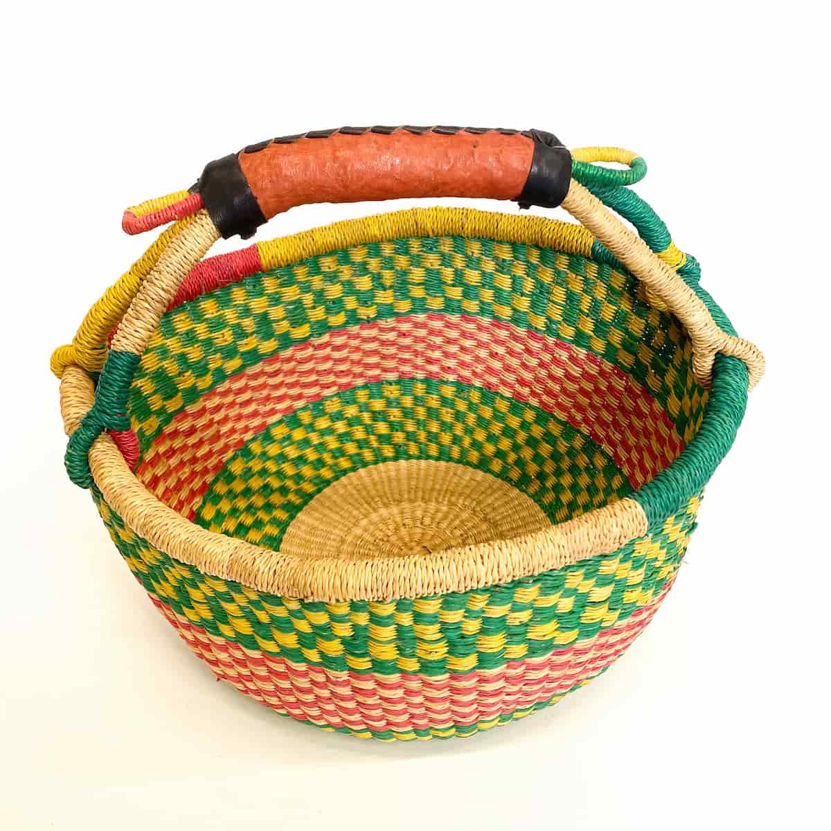 Small Round Baskets Green and Yellow Checkerboard