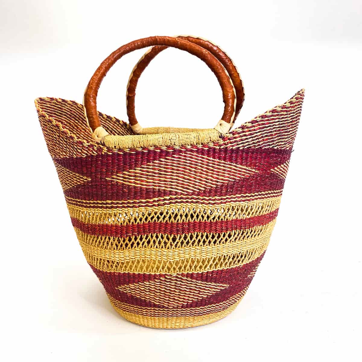 Large Multicoloured Open Weave U-shopper Baskets