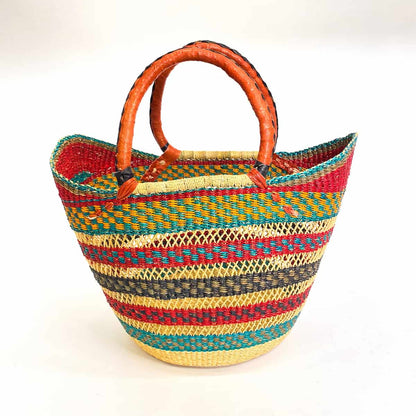 Large Multicoloured Open Weave U-shopper Baskets