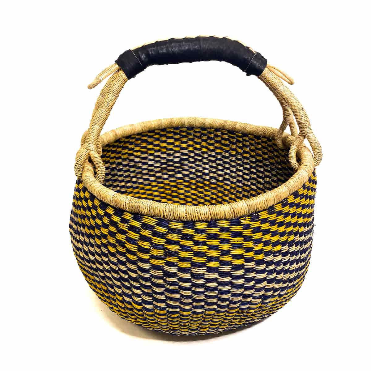 Medium Round Baskets Chequered Yellow and Black
