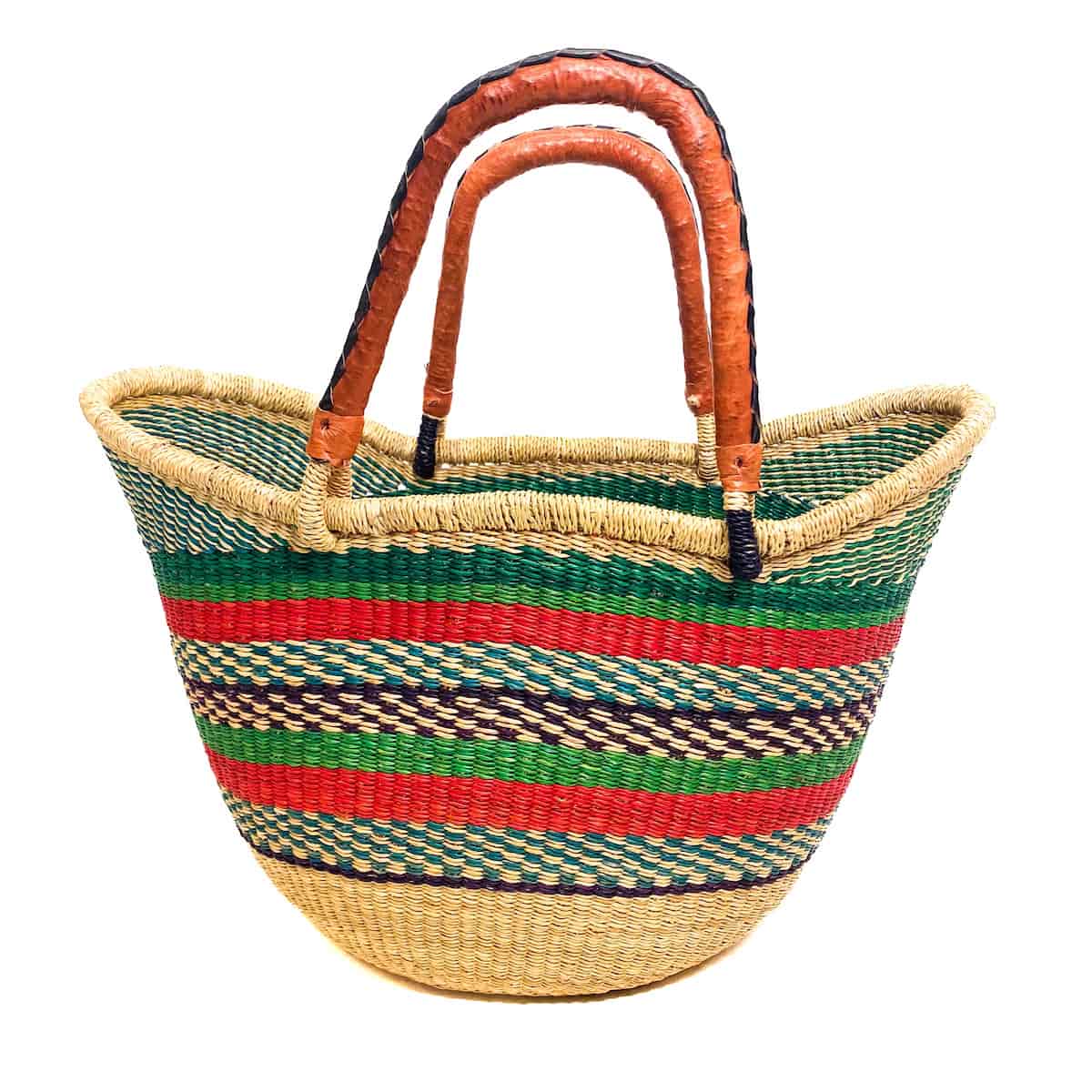 Large Multicoloured U-shopper Baskets with Edging