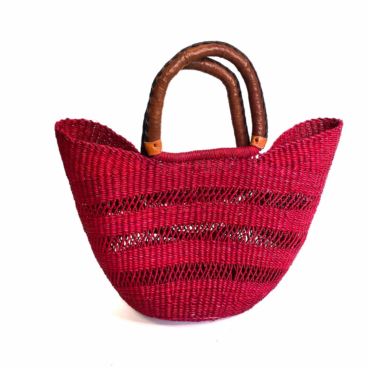 Medium Colour Block Open Weave U-shopper Baskets