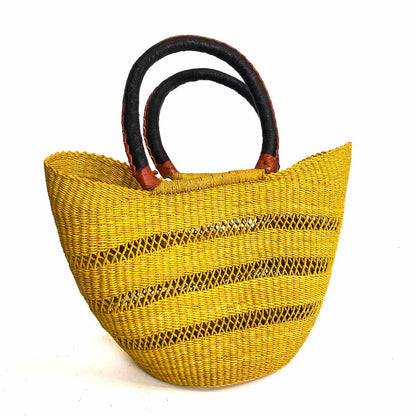 Medium Colour Block Open Weave U-shopper Baskets