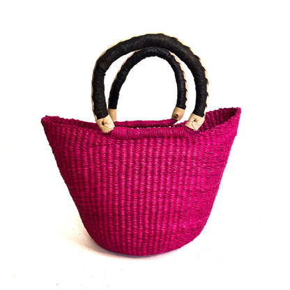 Frafra Pink Small Colour Block Closed Weave U-shopper Basket