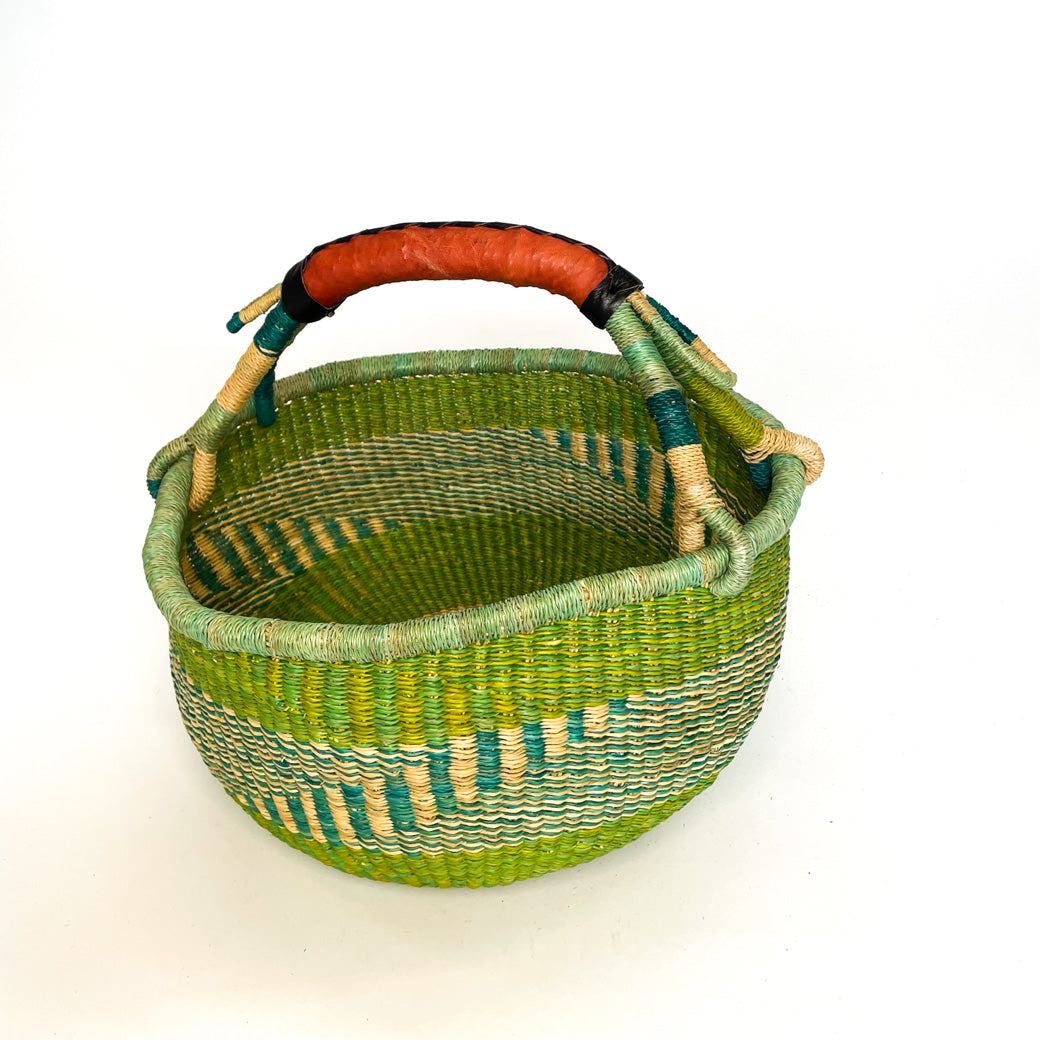 Green basket with one handle
