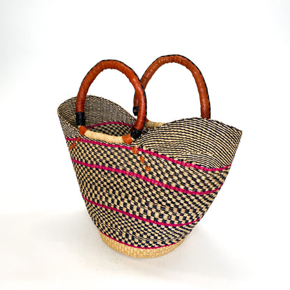 Large Multicoloured Closed Weave U-Shopper Baskets