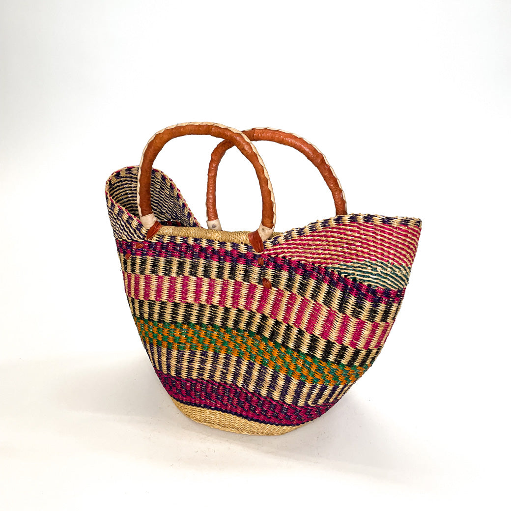 Large Multicoloured Closed Weave U-Shopper Basket 