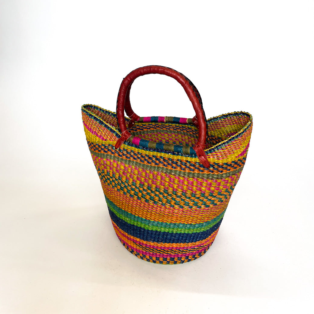 Large Multicoloured Closed Weave U-Shopper Basket
