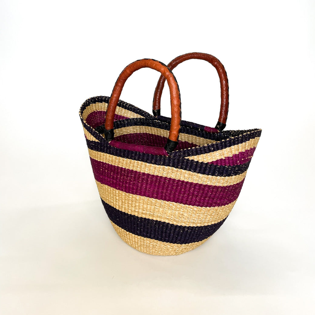 Large Multicoloured Closed Weave U-Shopper Baskets